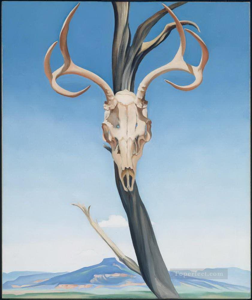 Deer Skull with Pedernal Georgia Okeeffe still life decor Oil Paintings
